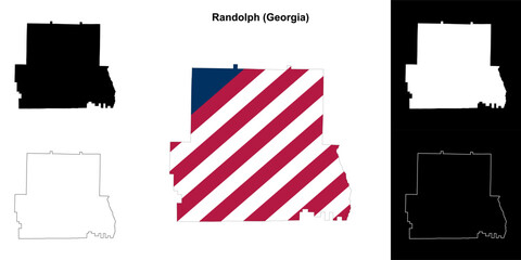 Naklejka premium Randolph County (Georgia) outline map set