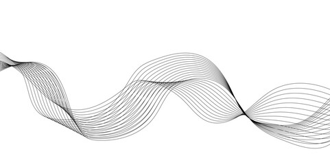 Seamless wavy curve lines on transparent background. Flowing wave future technology concept. Business, voice, sound, music, poster, banner background.