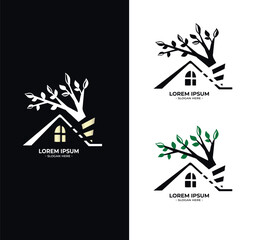 tree house logo with window vector