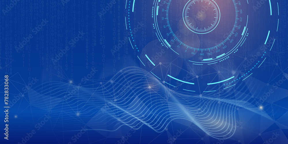Aufkleber big data, global network, artificial intelligence. technological background with binary code, wave g