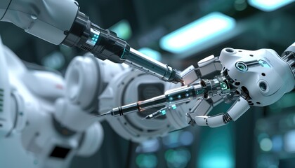 obot Assisted Surgery, Illustrate a concept of robot assisted surgery, with a surgical robot being used by a surgeon to perform minimally invasive procedures with precision and control