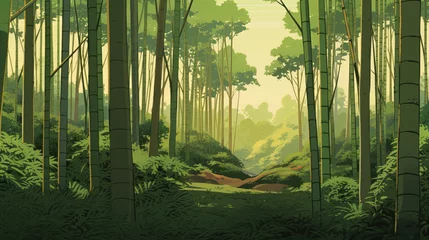 Foto op Canvas bamboo forest in the morning. © Shades3d