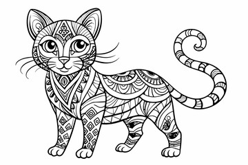 outline zentangle cat for kids vector illustration