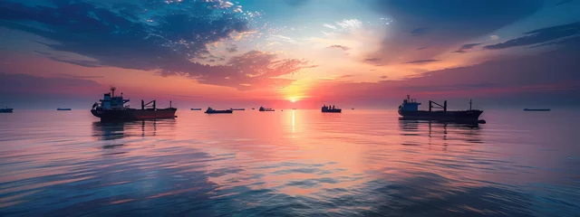 Deurstickers Harbor of Light: Evening's Gentle Close © Manuel