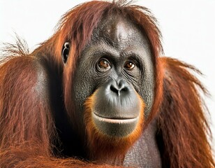 Close-up of the face of an orangutan - obrazy, fototapety, plakaty