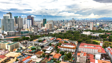 Beautiful cityscape of Manila, Philippines taken by drone 
