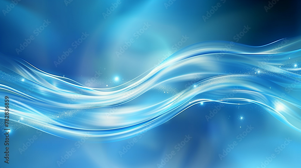 Poster a blue wave with a lot of sparkles in it. the blue color is very bright and the sparkles add a sense