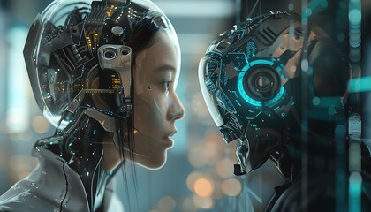 In a futuristic setting, witness a character utilizing their AI assistant to strategize and execute a mission, harmonizing human intuition with machine precision