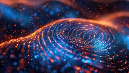 Biometric Abstract Design, Create an abstract design incorporating biometric elements like fingerprints, DNA strands, or heartbeat patterns