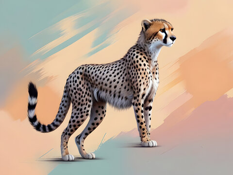 Amazing Art Cheetah animal abstract wallpaper in pastel colors backround Image