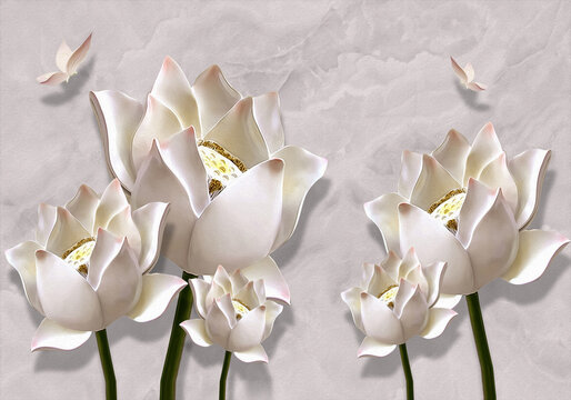 3D wallpaper design with florals