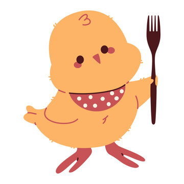 Cute baby chick eaten vector cartoon illustration isolated on a white background.