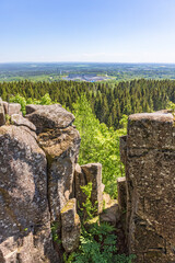 Stone pillar and a scenic landscape view