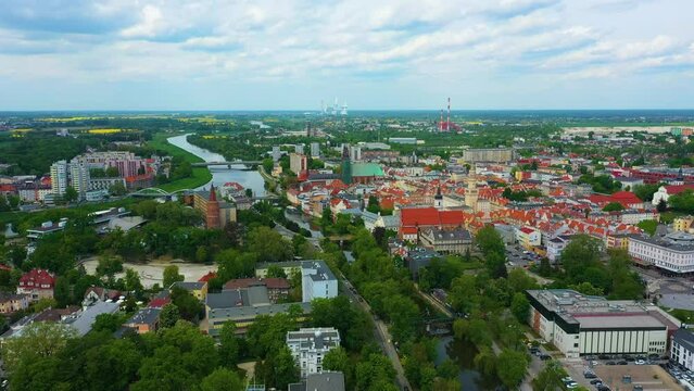 Panorama Main Square River Odra Opole Rynek Ratusz Aerial View Poland