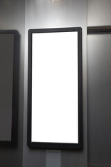 Elevator information board mockup, advertising bulletin board
