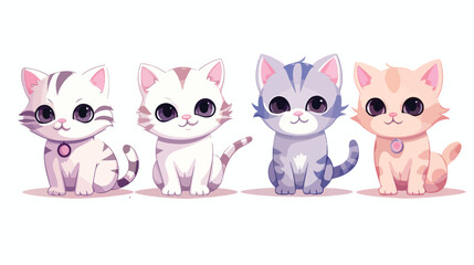Cute cat cartoon mascot characters 2d flat cartoon