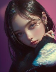 detailed atmospheric portrait, pin-up girl, fantasy art style, anime aesthetic, illustration. generative AI
