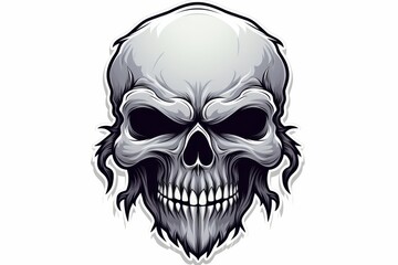 
An Ominous skull outlined sticker, perfect for creating a chilling atmosphere this Halloween on solid white background