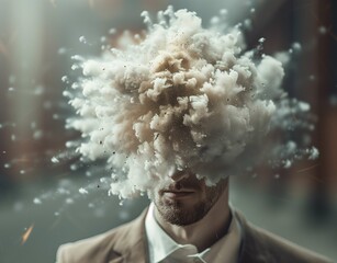 Man with Cloudy Mind Concept