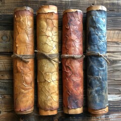 Antique Parchment Paper Scrolls in Time-Worn Shades