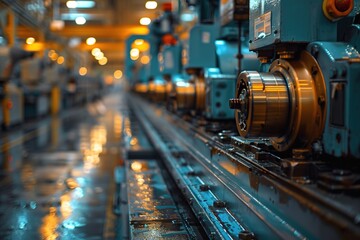 Naklejka premium Inside a Busy Machine Room at MKU Factory