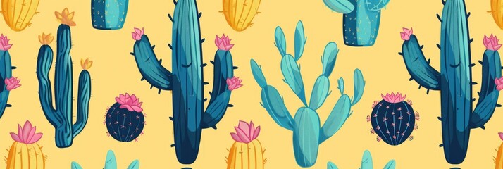 cactus, seamless pattern. Pattern background of cute cacti.