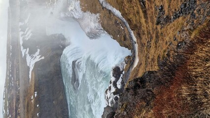 Majestic Gullfoss Cascade Water Stream