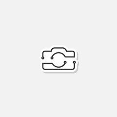 Tech Camera logo design sticker isolated on gray background