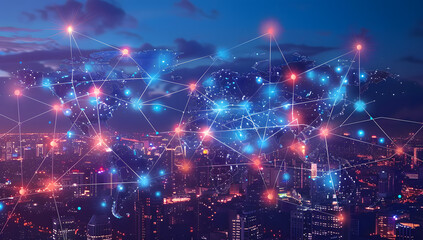 Fototapeta premium Global Connectivity Map: A Futuristic View of Urban Trade