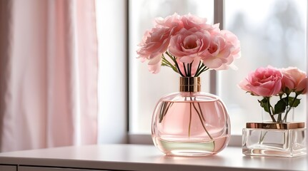 "Pink Rose Bouquet: Beauty and Spa Aromatherapy in a Glass Vase."