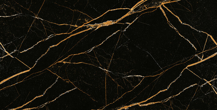 Golden vain natural of black marble texture background for product design