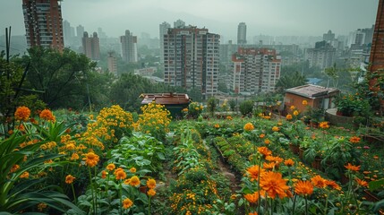 Urban Rooftop Gardens and city