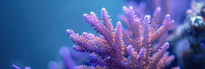 Fototapeta premium Banner of a minimalist representation of a ocean coral, with empty copy space