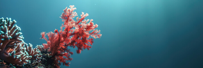 Banner of a minimalist representation of a ocean coral, with empty copy space - obrazy, fototapety, plakaty