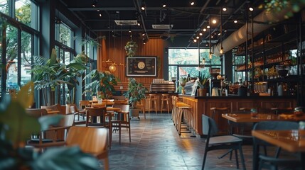 Fototapeta na wymiar Rethinking workspaces in cafes