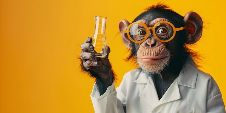Victorious Simian Scientist Celebrates Experimental Success in Laboratory