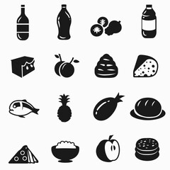 a collection of food and drink icons