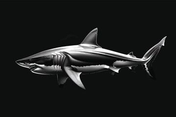 Fototapeta na wymiar a black and white photo of a shark