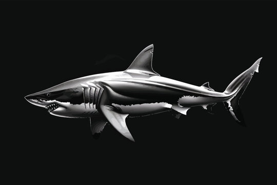 a black and white photo of a shark
