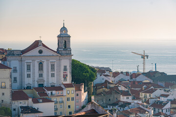 Sunrise view of the cityscape in Lisbon, the capital in Portugal.