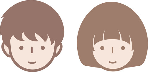 男の子　女の子　顔　アイコン