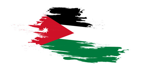 Jordan Flag in Brush Paint Style Isolated on White Background