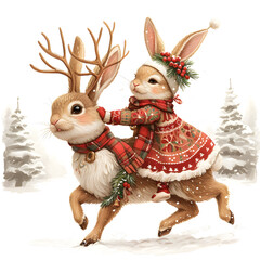 cute rabbit With watercolor Illustration Clip Art