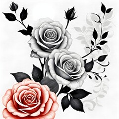 Black rose on White background