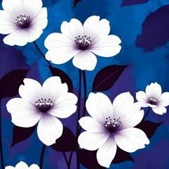 Blue purple background and white flowers