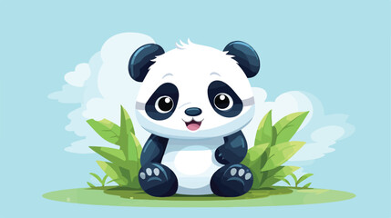 Cute panda cartoon character illustration 2d flat c