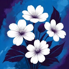 Blue purple background and white flowers
