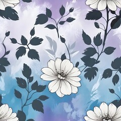 Blue purple background and white flowers