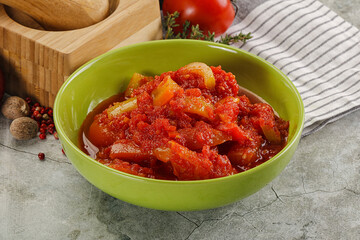 Homemade Lecho with tomato and paprika