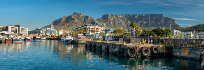 Victoria and Albert Waterfront with the stunning Table mountain in the background, Cape Town, South...